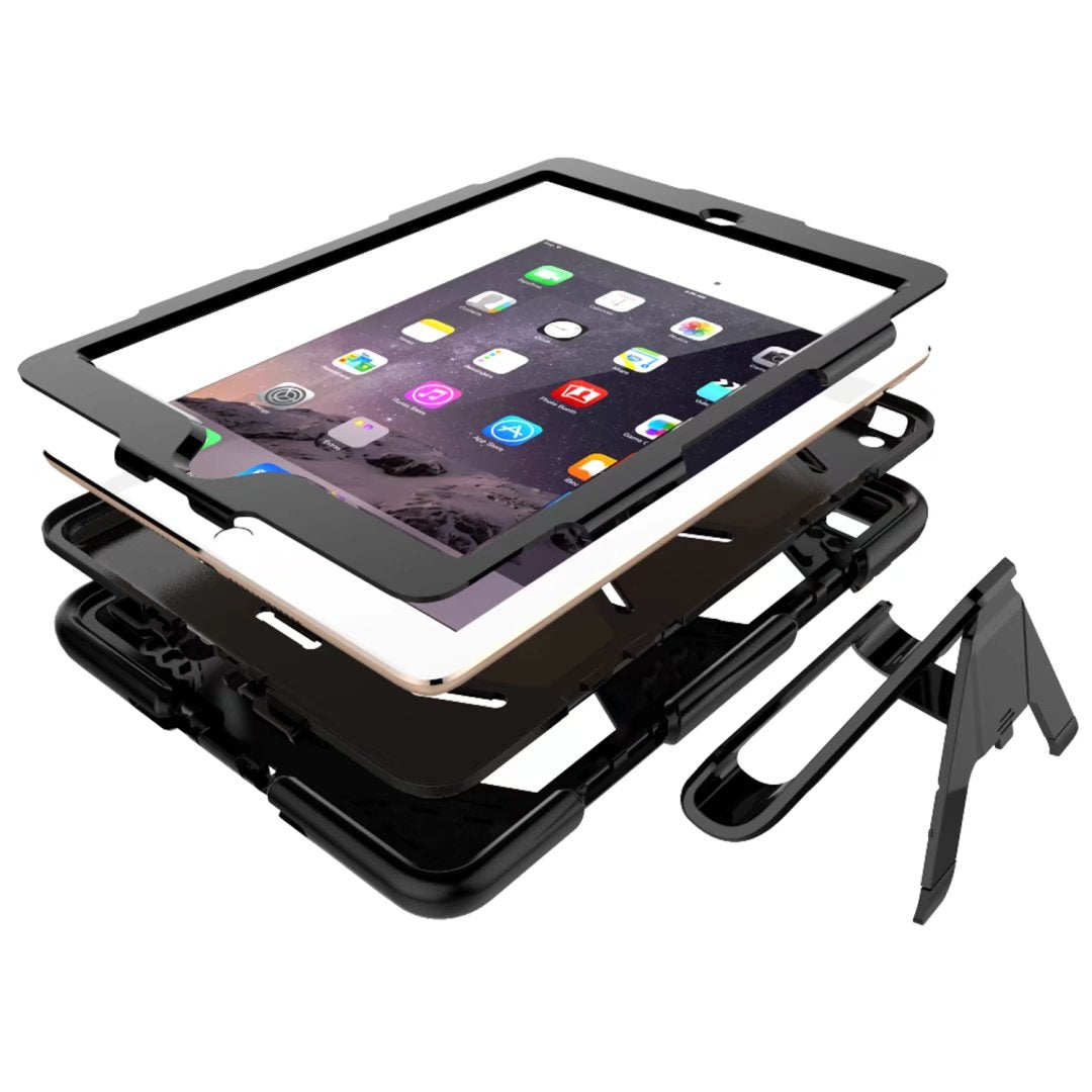 Apple iPad 9.7" (2017) Outdoor Case Silikon Heavy Duty Army Kickstand Hülle