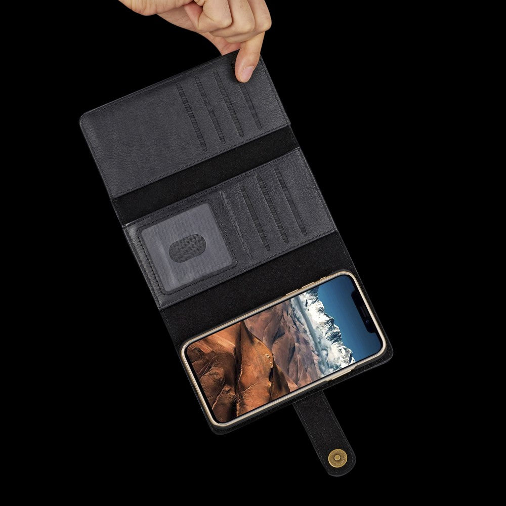 DG.MING Wallet Case für Apple iPhone XS X Echt Leder Brief Tasche 2in1 Etui Hülle