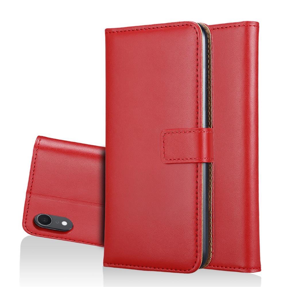 Wallet Case für Apple iPhone XR Genuine Split Echt Leder Tasche