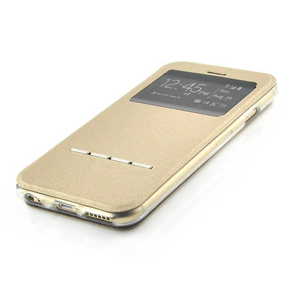 Wallet Case für Apple iPhone 6 6S Handy Tasche Window View Metal Slide Touch