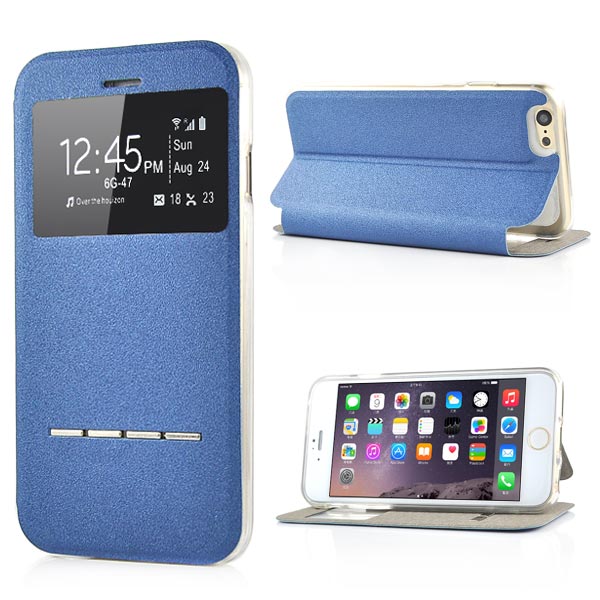 Wallet Case für Apple iPhone 6 6S Handy Tasche Window View Metal Slide Touch