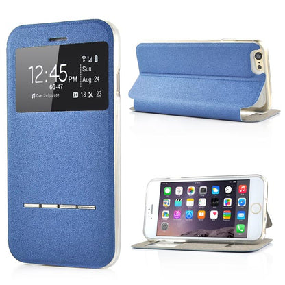 Wallet Case für Apple iPhone 6 6S Handy Tasche Window View Metal Slide Touch
