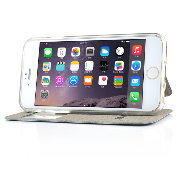 Wallet Case für Apple iPhone 6 6S Handy Tasche Window View Metal Slide Touch