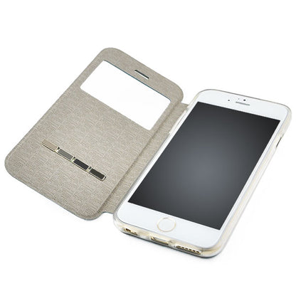 Wallet Case für Apple iPhone 6 6S Handy Tasche Window View Metal Slide Touch