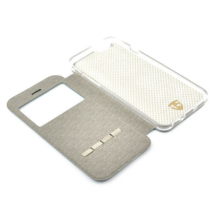 Wallet Case für Apple iPhone 6 6S Handy Tasche Window View Metal Slide Touch