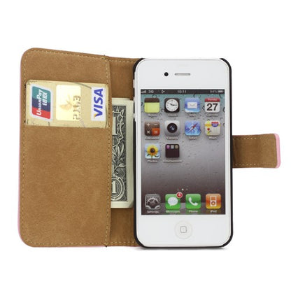 Wallet Case für Apple iPhone 4 4S Genuine Split Echt Leder