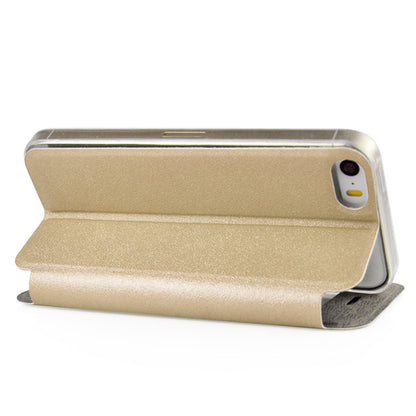 Wallet Case für Apple iPhone SE 5 5S Window View Metal Slide Touch