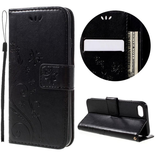 Wallet Case für Apple iPhone 8 7 SE 2020 Butterfly Flower Motiv