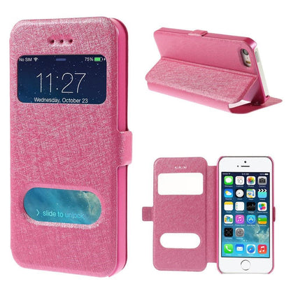 Wallet Case für Apple iPhone SE 5 5S Dual Window View Silk Book Etui