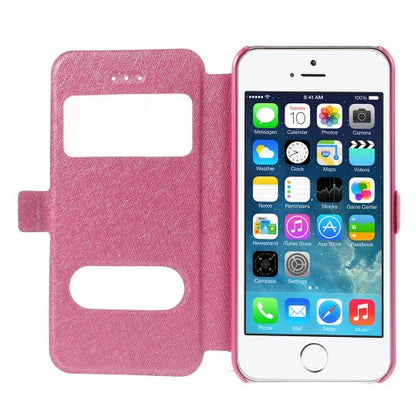 Wallet Case für Apple iPhone SE 5 5S Dual Window View Silk Book Etui