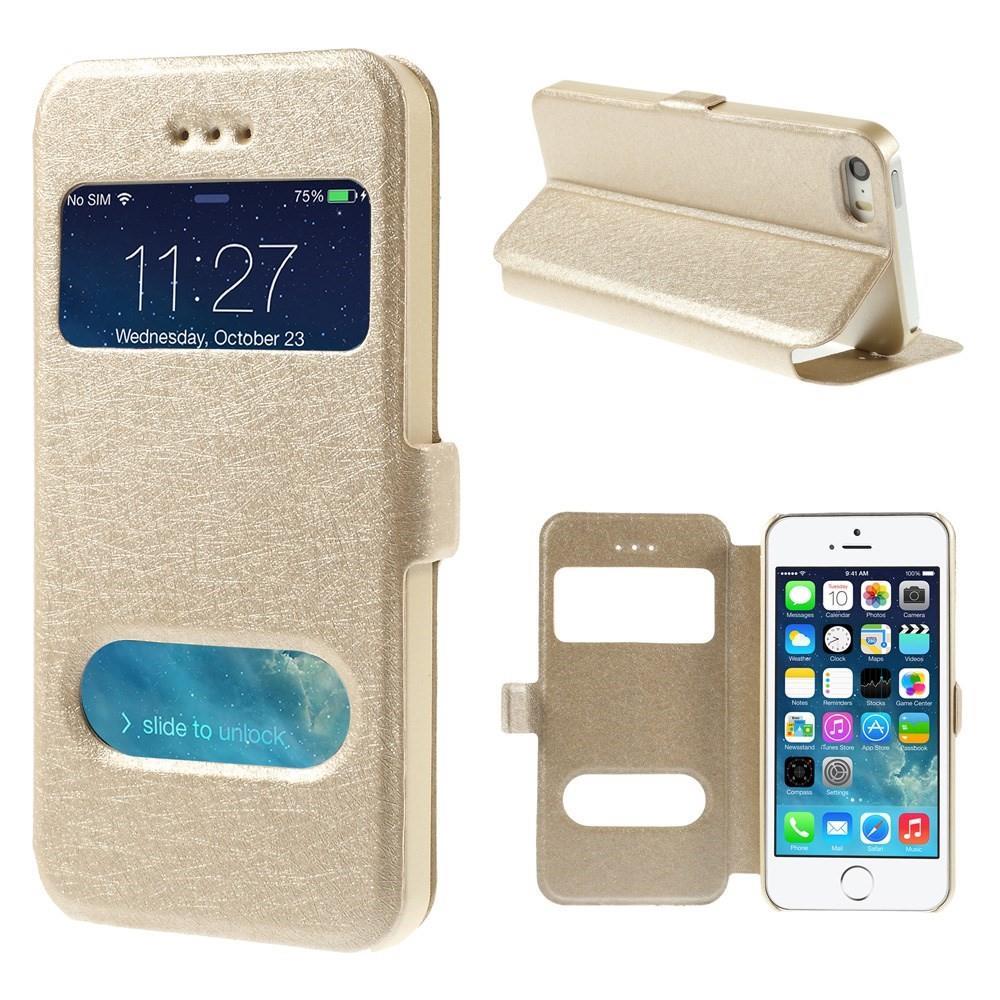 Wallet Case für Apple iPhone SE 5 5S Dual Window View Silk Book Etui