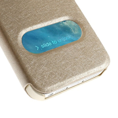 Wallet Case für Apple iPhone SE 5 5S Dual Window View Silk Book Etui