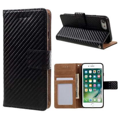 Wallet Case für Apple iPhone 8 7 SE 2020 Carbon Fiber Optik Etui