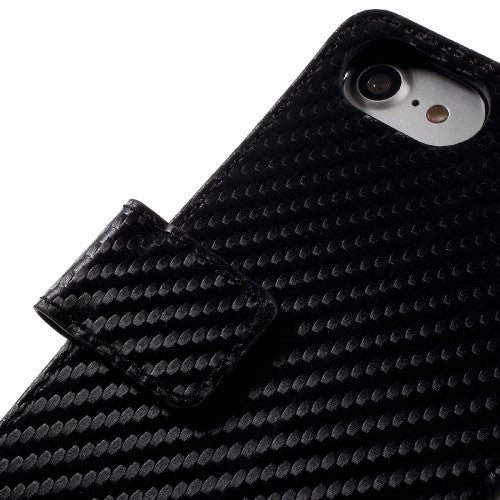 Wallet Case für Apple iPhone 8 7 SE 2020 Carbon Fiber Optik Etui