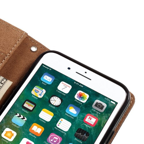 Wallet Case für Apple iPhone 8 7 SE 2020 Carbon Fiber Optik Etui