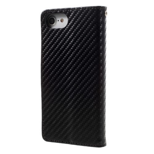 Wallet Case für Apple iPhone 8 7 SE 2020 Carbon Fiber Optik Etui