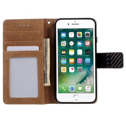 Wallet Case für Apple iPhone 8 7 SE 2020 Carbon Fiber Optik Etui