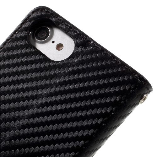 Wallet Case für Apple iPhone 8 7 SE 2020 Carbon Fiber Optik Etui