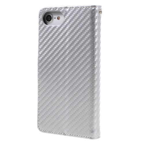 Wallet Case für Apple iPhone 8 7 SE 2020 Carbon Fiber Optik Etui