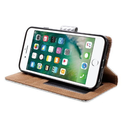 Wallet Case für Apple iPhone 8 7 SE 2020 Carbon Fiber Optik Etui