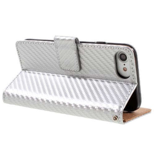 Wallet Case für Apple iPhone 8 7 SE 2020 Carbon Fiber Optik Etui