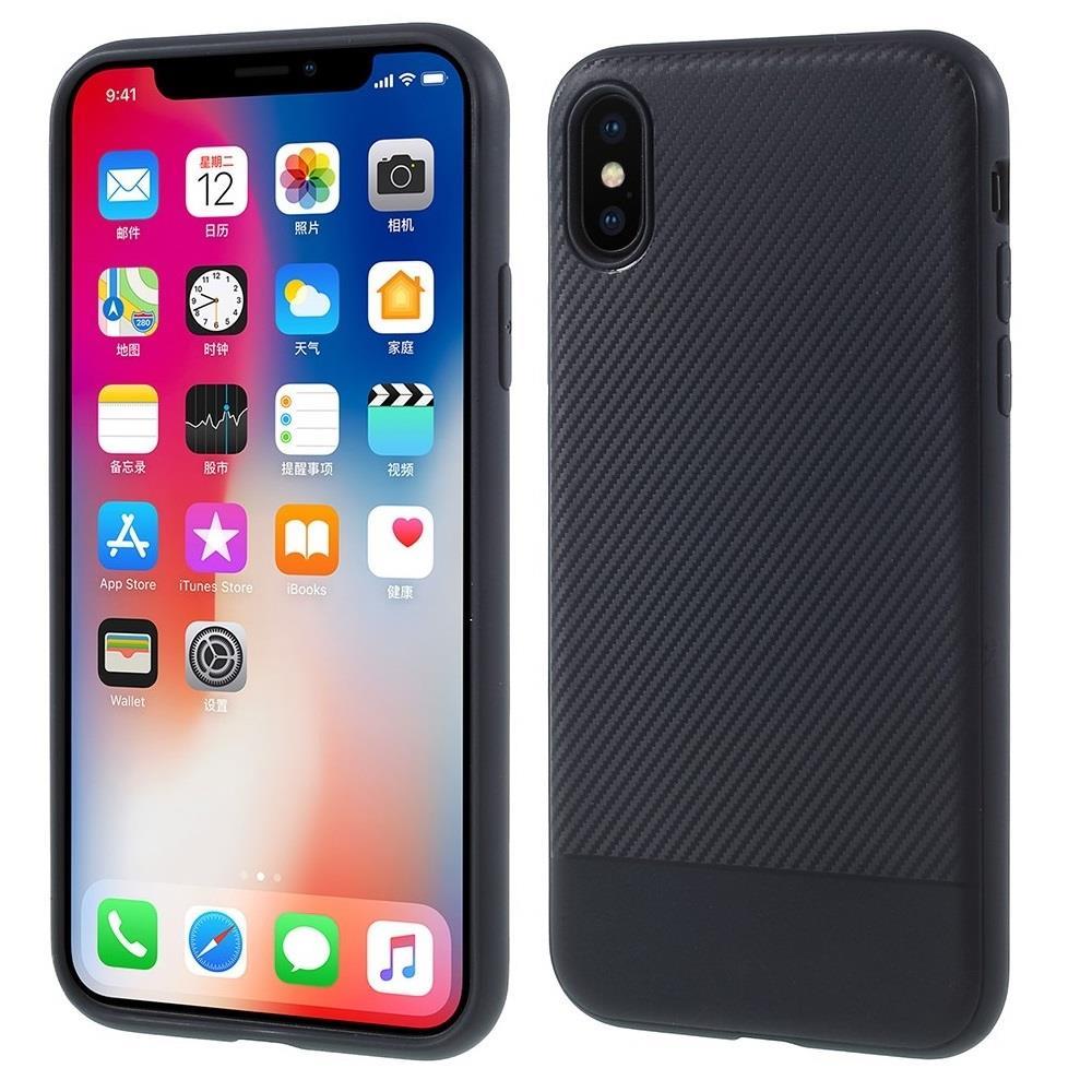 TPU Case für Apple iPhone XS X Soft Carbon Fiber Muster