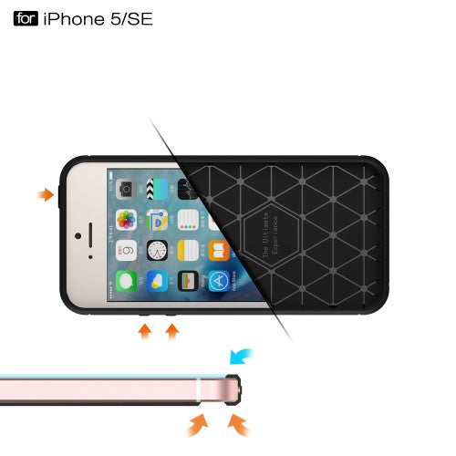 TPU Case für Apple iPhone SE 5 5S Carbon Skin Brushed