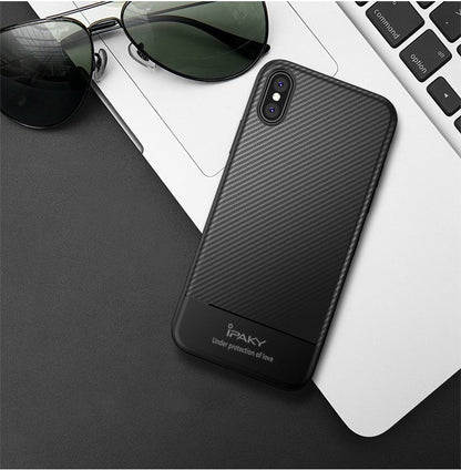 IPAKY TPU Case für Apple iPhone XR Carbon Fiber Muster