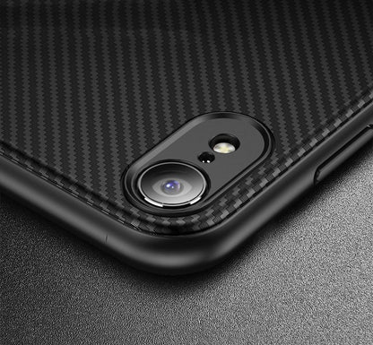 IPAKY TPU Case für Apple iPhone XR Carbon Fiber Muster