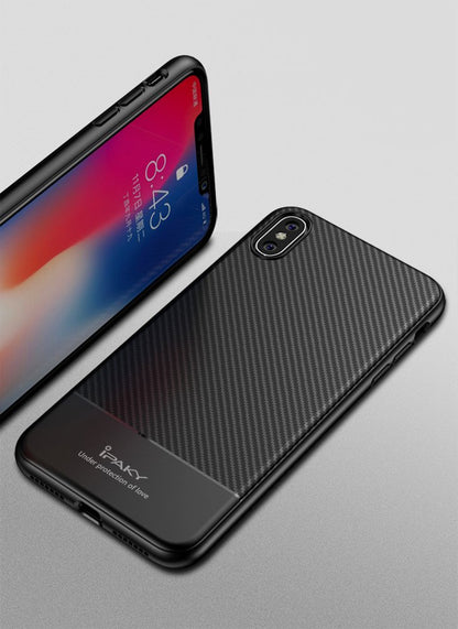 IPAKY TPU Case für Apple iPhone XR Carbon Fiber Muster