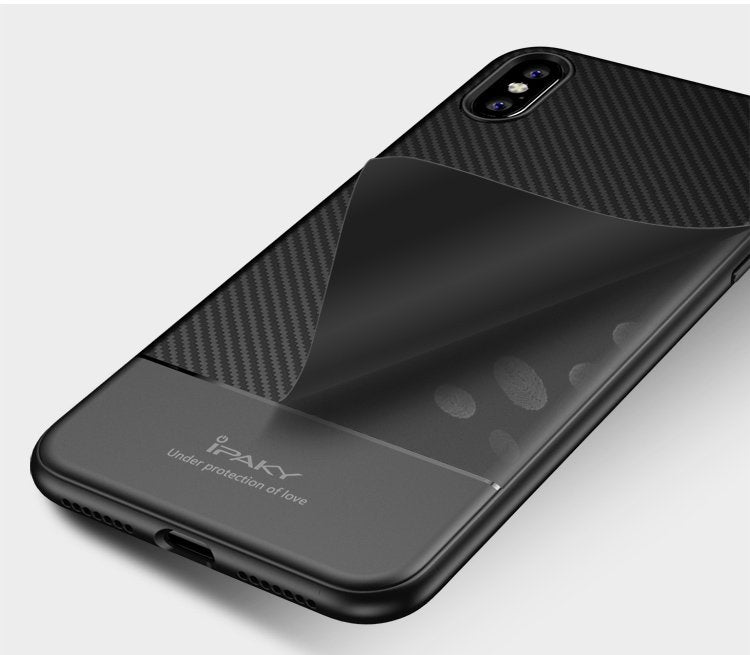 IPAKY TPU Case für Apple iPhone XR Carbon Fiber Muster