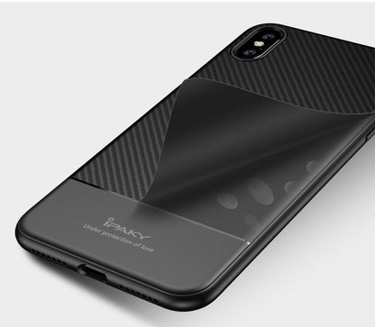 IPAKY TPU Case für Apple iPhone XR Carbon Fiber Muster