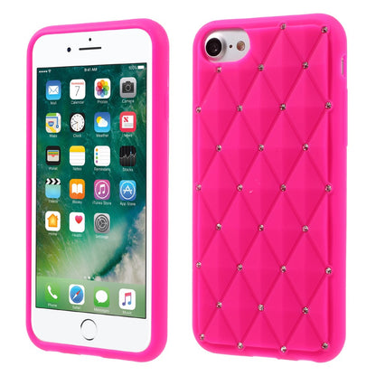 Silikon Case für Apple iPhone 8 7 SE 2020 Rhinestone Rhombus Glitzer Bling Hülle
