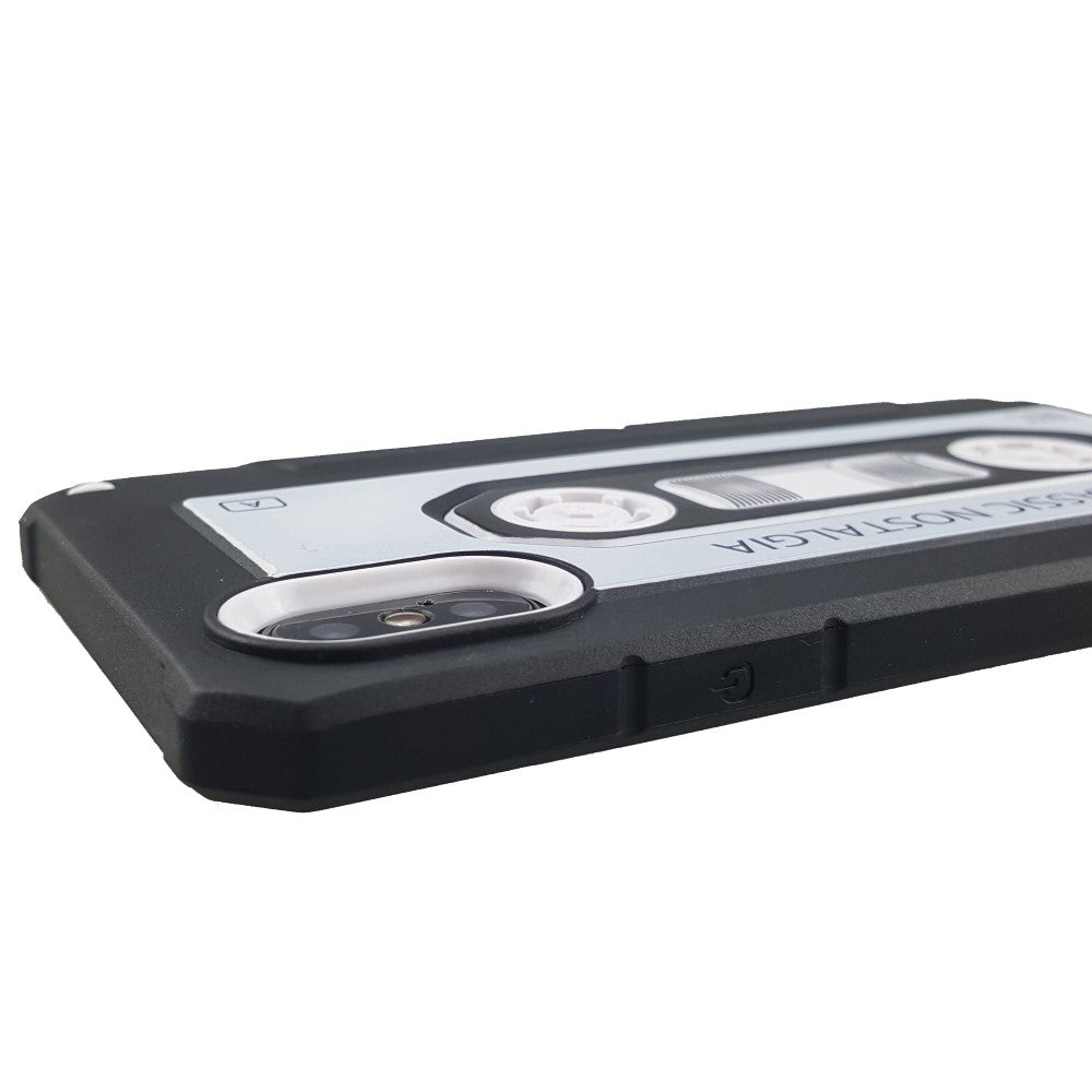 Outdoor Case für Apple iPhone XS X PC + TPU Nostalgie Tape Retro