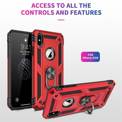 Outdoor Case für Apple iPhone XS X TPU Hybrid Sergeant Metall Ring Hülle Cover