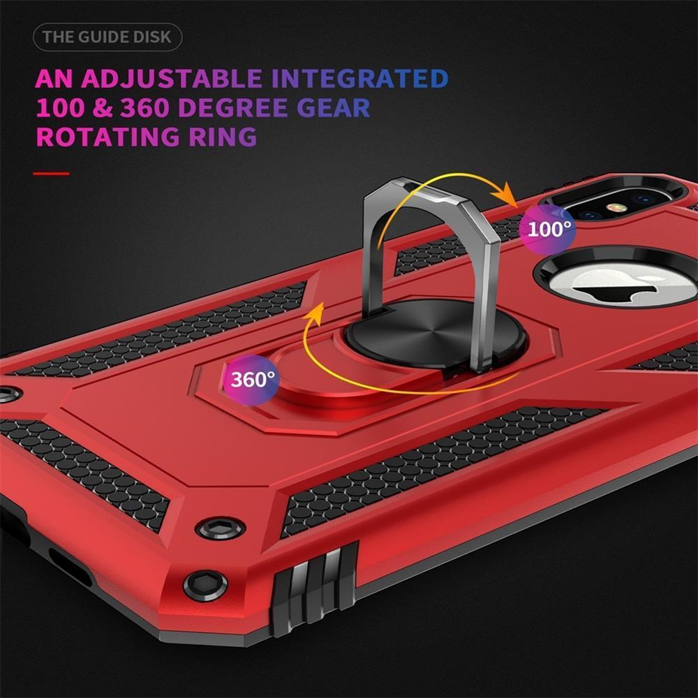 Outdoor Case für Apple iPhone XS X TPU Hybrid Sergeant Metall Ring Hülle Cover