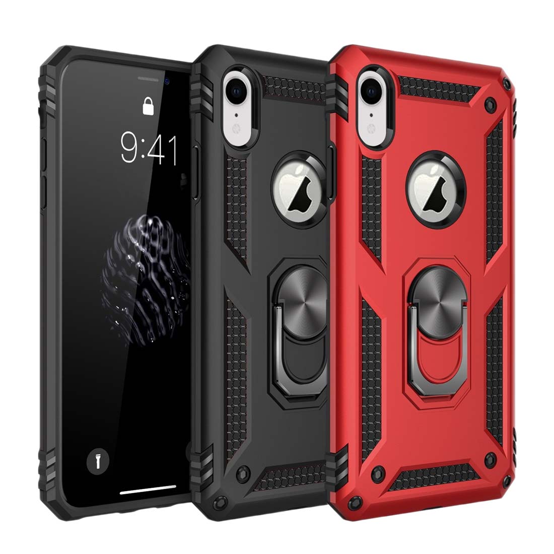 Outdoor Case für Apple iPhone XR TPU PC Hybrid Sergeant Armor Metall Ring Hülle
