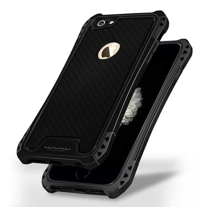 WUW Outdoor Case für Apple iPhone 6 6S Shockproof TPU Carbon Optik