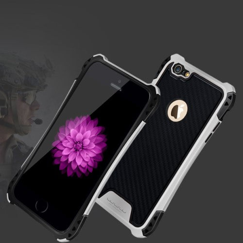 WUW Outdoor Case für Apple iPhone 6 6S Shockproof TPU Carbon Optik