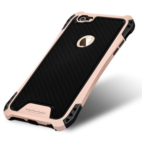 WUW Outdoor Case für Apple iPhone 6 6S Shockproof TPU Carbon Optik