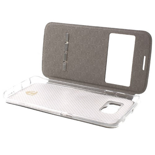 Wallet Case für Samsung Galaxy S6 Edge G925 Window View Metal Slide Touch