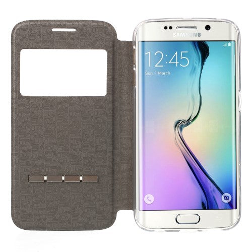 Wallet Case für Samsung Galaxy S6 Edge G925 Window View Metal Slide Touch