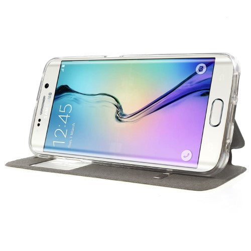 Wallet Case für Samsung Galaxy S6 Edge G925 Window View Metal Slide Touch