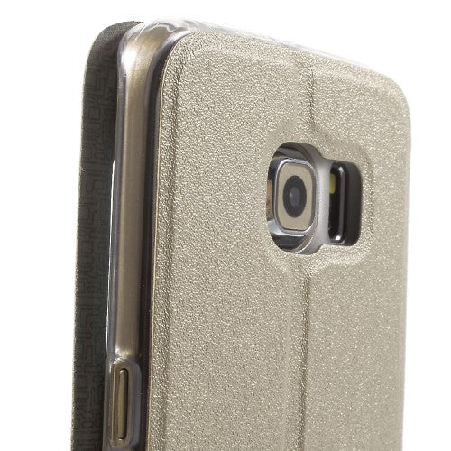 Wallet Case für Samsung Galaxy S6 Edge G925 Window View Metal Slide Touch