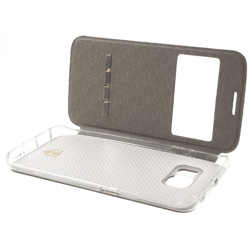Wallet Case für Samsung Galaxy S6 Edge G925 Window View Metal Slide Touch