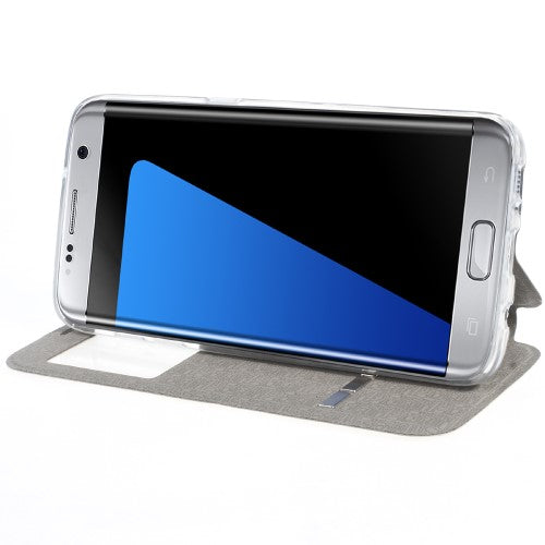 Wallet Case für Samsung Galaxy S7 Edge G935 Window View Metal Slide Touch