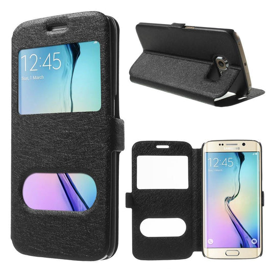 Wallet Case für Samsung Galaxy S6 Edge G925 Dual Window View Silk Book Etui