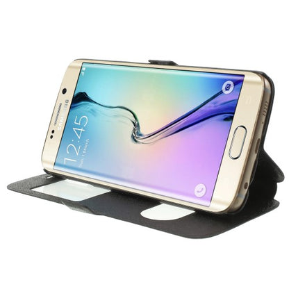 Wallet Case für Samsung Galaxy S6 Edge G925 Dual Window View Silk Book Etui