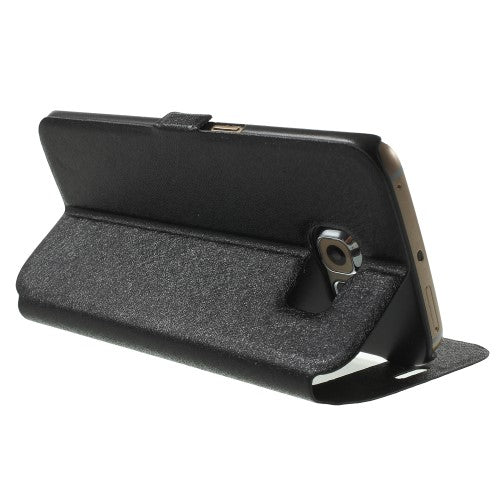 Wallet Case für Samsung Galaxy S6 Edge G925 Dual Window View Silk Book Etui