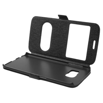 Wallet Case für Samsung Galaxy S6 Edge G925 Dual Window View Silk Book Etui